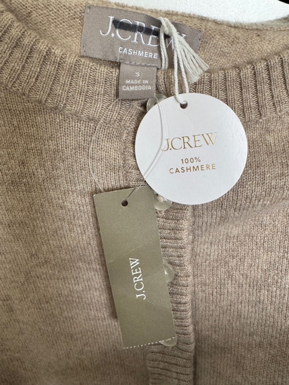 NWT! J. CREW Women’s Perfect Cashmere Cardigan in Heather Stone, Size Small - Picture 11 of 15